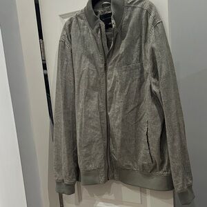 Men's Light Green Linen Bomber Jacket